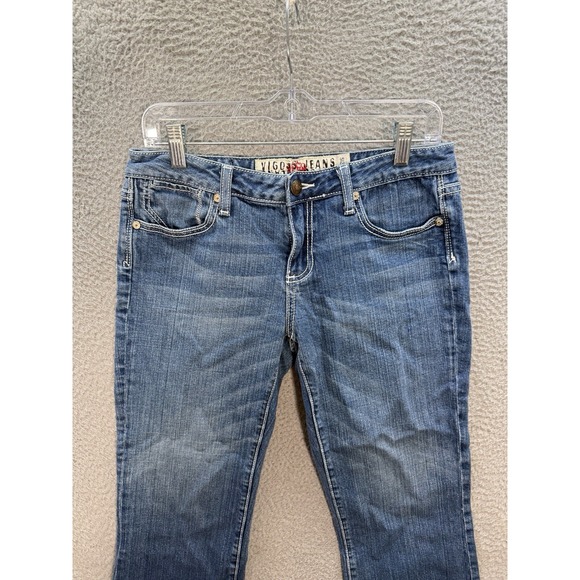 Vigoss Jeans Womens 9/10 Blue Capri Thick Stitch Distressed Rockabilly Biker - Picture 10 of 10